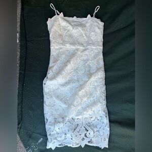Bardot Strapless White Lace Dress
